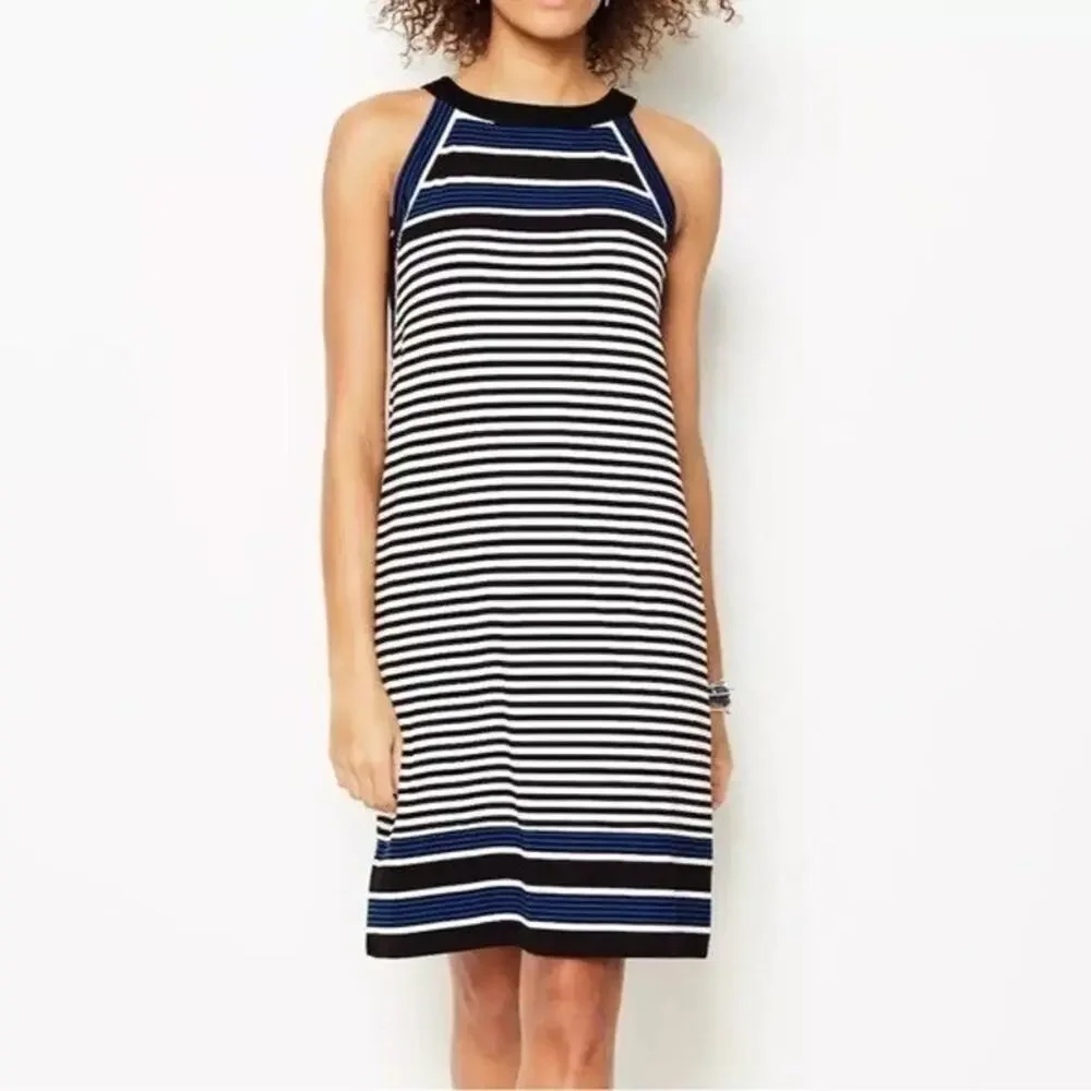 J. Jill Striped Sleeveless Shift Dress Size LP Large Petite Blue Multi - Picture 1 of 6